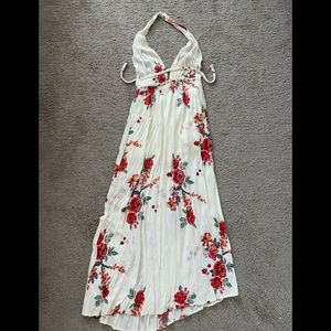 Maxi, deep halter dress